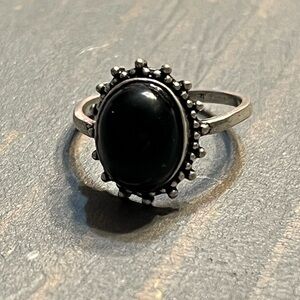 925 Black Stone Sterling Silver Ring